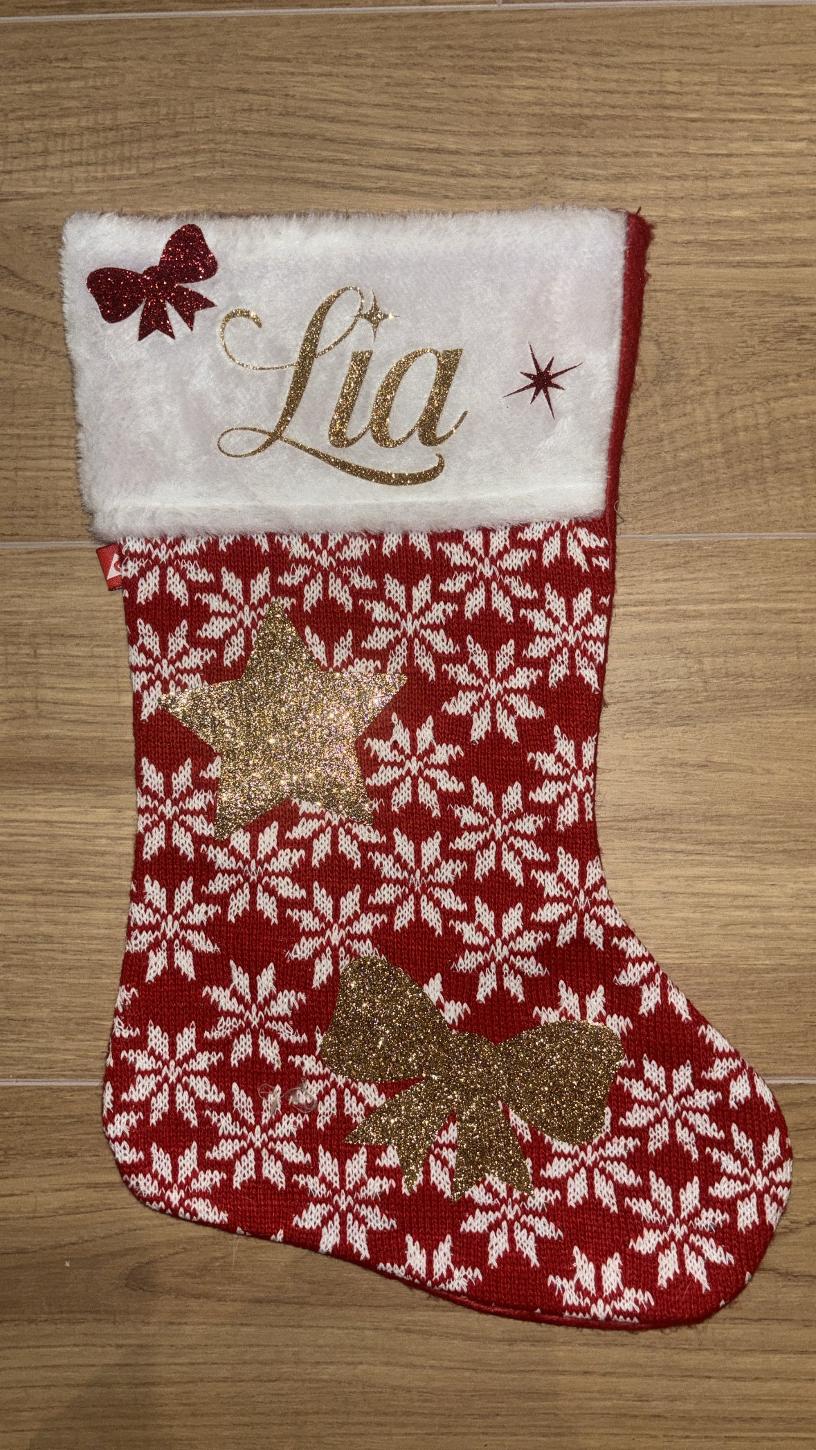 Chaussette de Noël flocons de neige