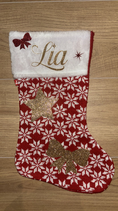 Chaussette de Noël flocons de neige