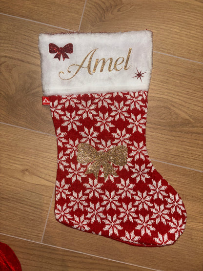 Chaussette de Noël flocons de neige