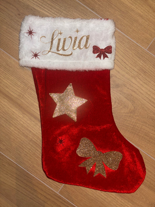 Chaussette de Noël rouge et blanc